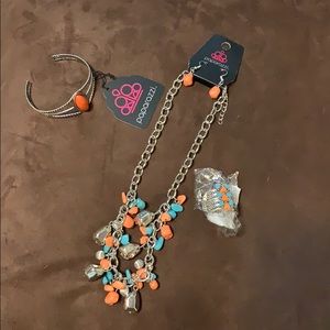 Paparazzi Turquoise and Orange Necklace lot